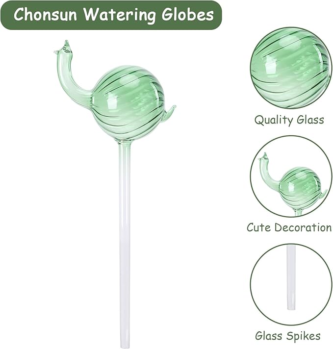 Glass Plant Watering Globes 3PCS Plant Watering Devices Self Watering Planter Insert Automatic Plant Waterer Indoor Snail Decoration