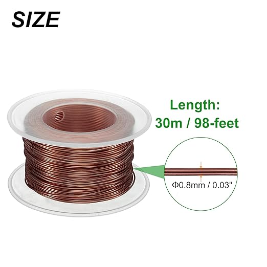 HARFINGTON Bonsai Wire Anodized Aluminum Training Wire Roll 0.8mm Gauge 98ft Length Bendable Bonsai Tree Kit for Garden, Horticulture, Landscape, Planting, Copper
