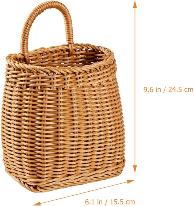 Woven Seagrass Storage Basket - Wall Mounted Planters with Rattan Flower Pot - Hanging Wicker Basket