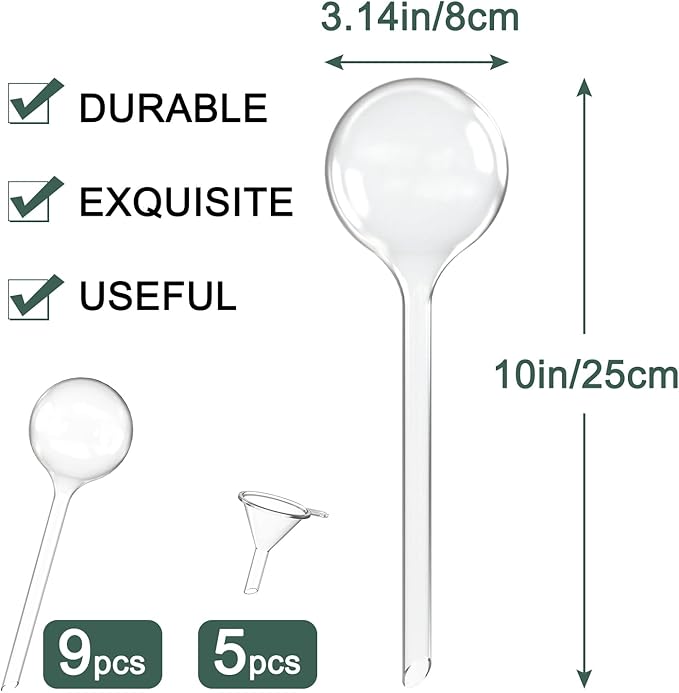 Plant Watering Globes,AOPANDA Self Watering Flower Pot Insert, Plastic Self Watering Bulbs, Large Capacity, for Indoor and Outdoor Plants, 9pcs.