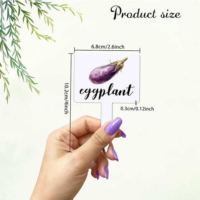 arricraft 15 Pcs Acrylic Vegetables Plant Labels, Potatoes Tomatoes Carrots Plant Markers with Handwriting Name Clear Garden Tags Sign for Seed Potted Farm Supplies Garden Gift 4x2.67inch(10.2x6.8cm)