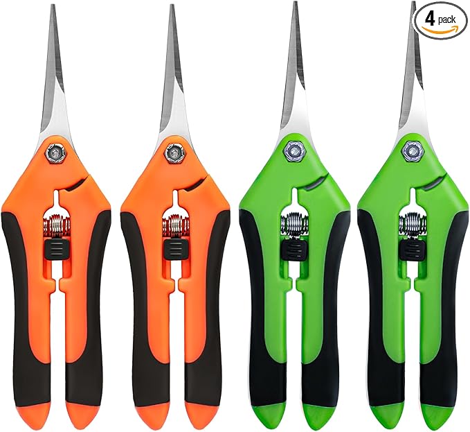 EWPJDK 4 Pack Garden Shears, Stainless Steel Shears Gardening Tools, Scissors, Garden Clippers, Pruning Shears for Gardening Shears & Scissors (Orange Green)