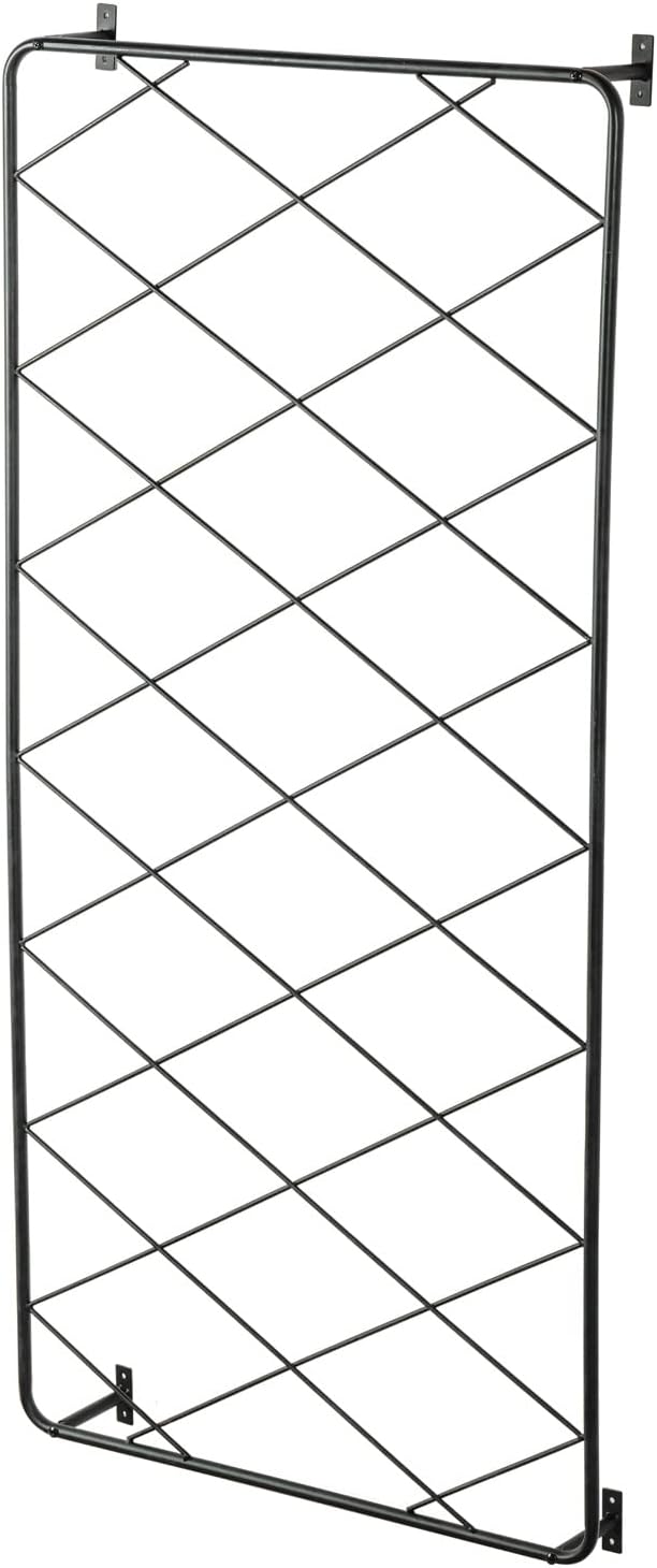 MyGift 50"x24" Wall Mounted Garden Trellis, Black Metal Lattice Panels for Outside, Hanging Lattice Support Frame for Outdoor or Indoor Climbing Plants, 1 Panel