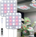 DOMMIA Full Spectrum LED Grow Light for Indoor Plants, 2 Panels 10W with 6/12/16h Timer Dimmable Plant Lights for Flower Veg Plant Growth USB, Netural White, 2-Pack