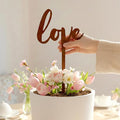 Love Text Metal Garden Stake – Powder-Coated Rustic Plant Pick for Pots & Planters, Indoor/Outdoor Decorative Accent