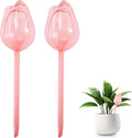 Creative Flower-Shaped Self Watering Globes for Indoor Outdoor Plants – 2"x2"x5" PVC Automatic Drip Irrigation Bulbs for Vacation – Cute Lazy Watering System for Garden & Home Decor (Champagne)