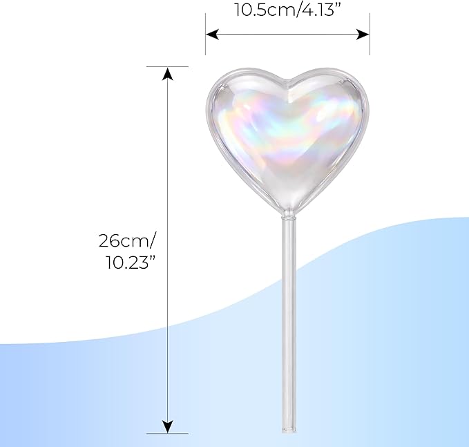 Heart Plant Water Globe, 4 Pcs Set Iridescent Glass Self Watering Bulbs, Heart Shaped Waterer Dripper for Indoor Plants, Outdoor Flowers, Planter Insert Garden Device for Pots