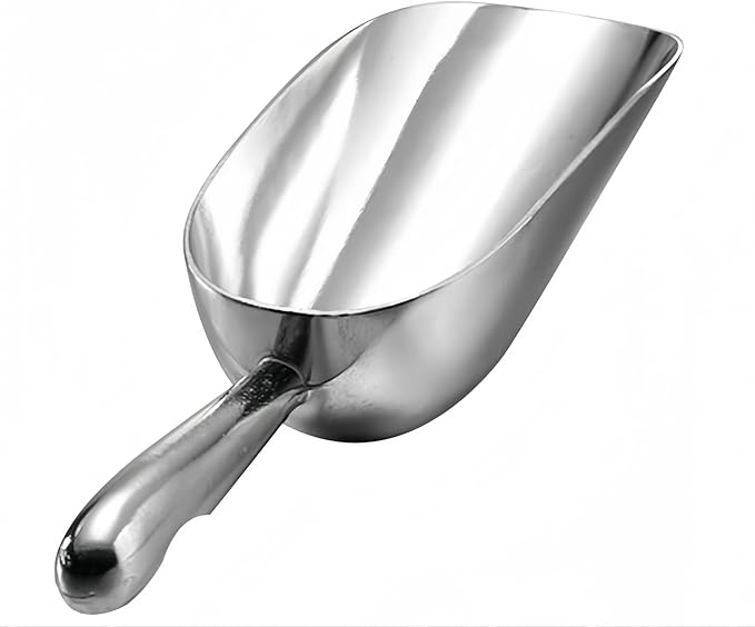 HORNO 12oz Silver Cast Aluminum Shovel Scoops，Ideal for Ice Cube, Coffee Bean, Food, Candy, Flour, Dry Goods,Spice.