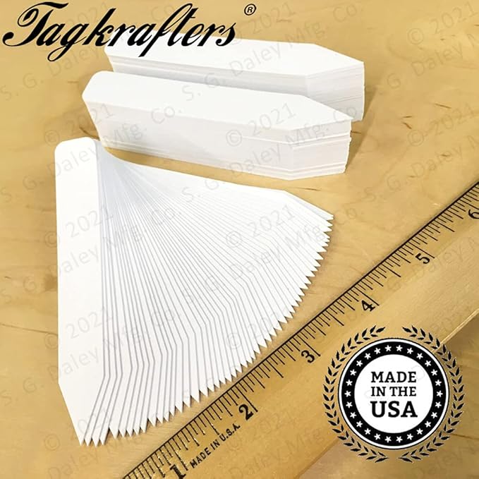 4" x 5/8" White Premium Pot Stakes - 400 Pcs - Plastic Plant Tags Markers and Labels - Nursery Garden Tree Labels Waterproof Writeable | Made in The USA |