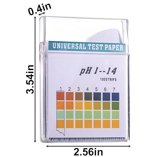100 Strips Plastic pH Test Strips, Universal Application Ph 0-14 Range Soap, Saliva, Urine, Food, Liquids, Water with Soil Testing, Lab Monitoring & etc