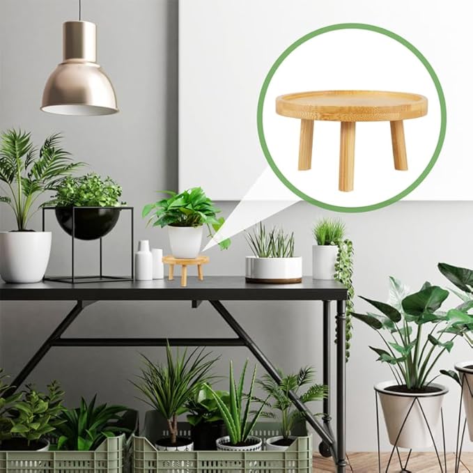 UPKOCH 2PCS Small Wooden Plant Stand Indoor Riser, Mid Modern Short Stool, Mini Wood Pedestal Base for Tabletop Corner Planter Desk Countertop