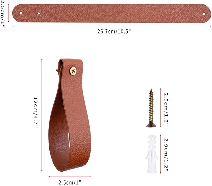 Curtain Rod Holders,Set of 8 Leather Curtain Rod Brackets with Screws,PU Curtain Rod Hangers Stylish Brown Leather Straps Hooks for Wall Pole Macrame Boho Art Décor, CH-005