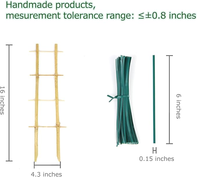 Cambaverd Bamboo Trellis, 16in Ladder-Shaped Trellis for Potted Plants, 3 Pack for Climbing Plants Indoor