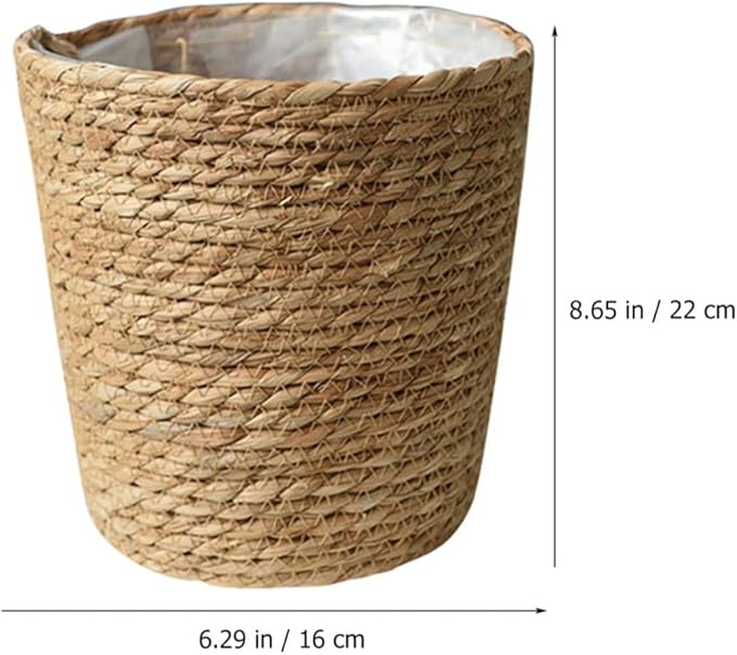 Beavorty Vintage Decor Seagrass Planter Hand Woven Straw Flower Pot Farmhouse Plant Basket with Plastic Liners Rustic Plant Containers Succulent Pot for Indoor Outdoor Room Decor Home Decor