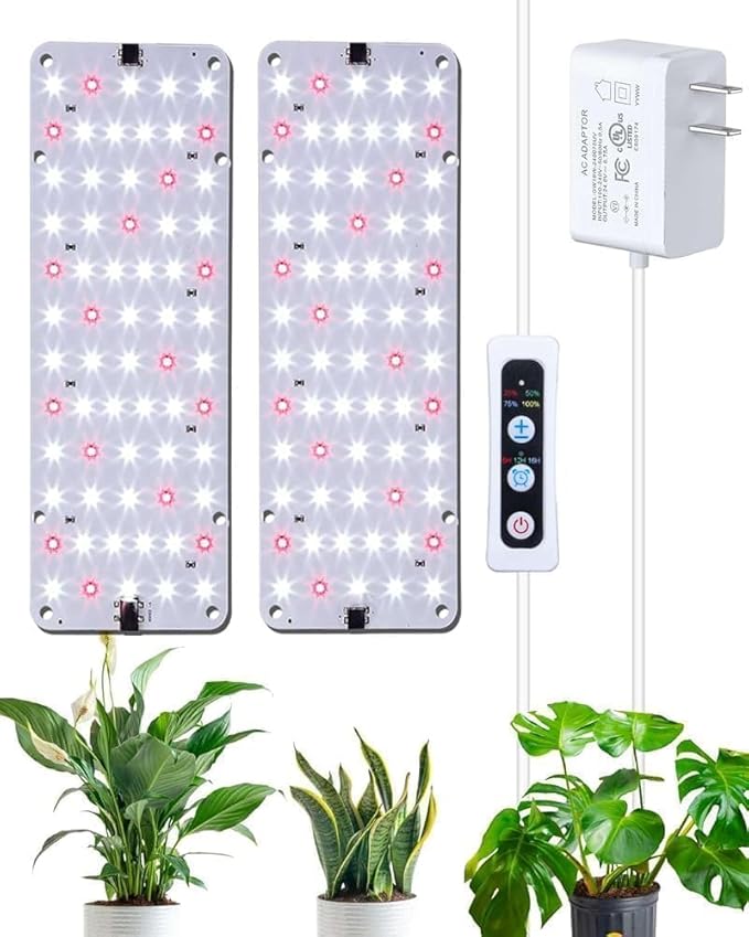 DOMMIA Panel Grow Light for Indoor Plants, 20W Ultra-Thin Full Spectrum LED Grow Light for Shelf & Cabinet, Dimmable with 6/12/16H Timer, Cold White, 1-Pack