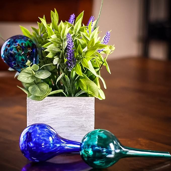 8" Aqua Glass Self Watering Globes - 3 Pack - By Trademark Innovations