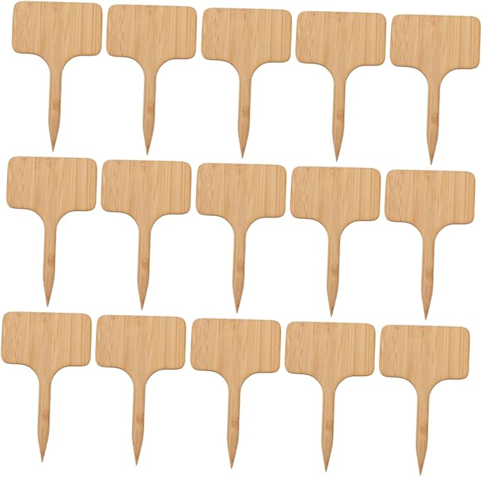 Kisangel 40pcs Thicken Bamboo Plant Labels Square Style Mini Decors for Seedling Boxes Easy to Use Garden Markers for Herbs Flowers and Vegetables