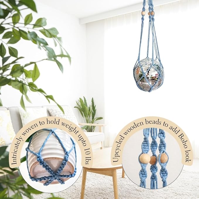 Macrame plant hanger 3ft beaded plant hanger for pots 4-8” for live plants indoor and outdoor decor hanging plant holder Boho décor Plant stand indoor Hanging planter for plant pots (Cloudy Day)