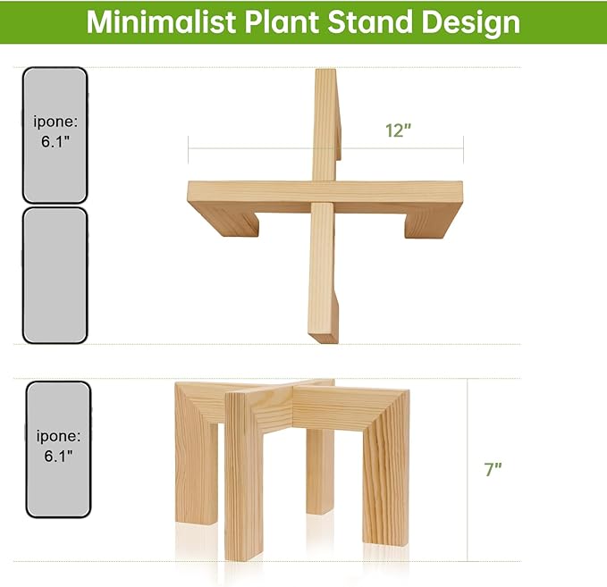 hismocal Wood Plant Stand Indoor/Outdoor for Plants, Large Size Planter Stand Holder,Sturdy and Stable Flower Pot Stand,Fits Most Size Flower Pots In Room (1 Pack-White)