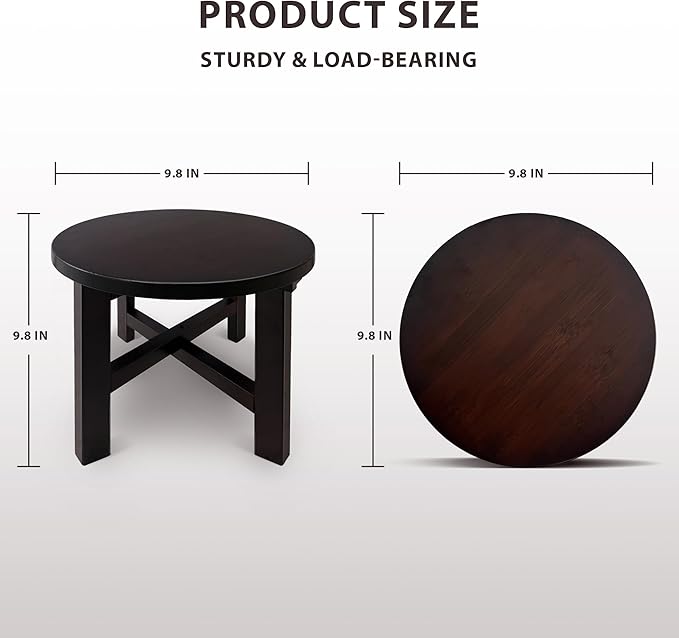 9.8 in Wooden Stool for Shower, Folding Round Footstools, Leg Shaving and Foot Rest, Folding Bamboo Shower Seat, Fully Assembled (R)