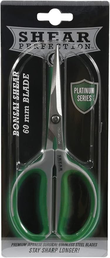 Shear Perfection Stainless Steel Bonsai Scissors, 2.4" Straight Blades - Platinum Series