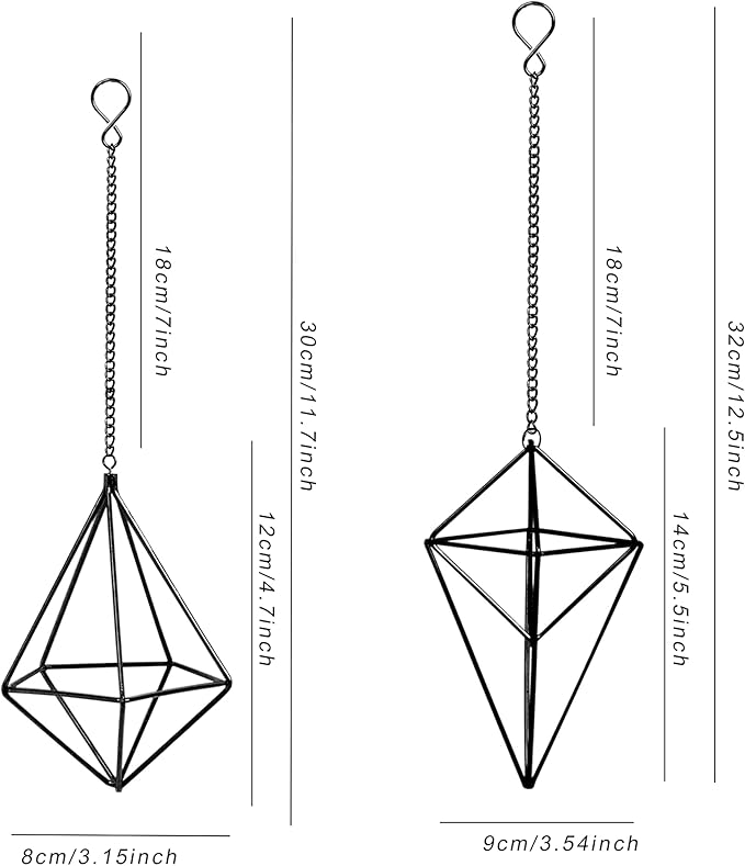 ZOOELAY Hanging Air Plants Holders Black Airplants Plant Hanger Metal Geometric Inoor Planter Holder Air Ferns Display Rack with Chain 4Pcs …
