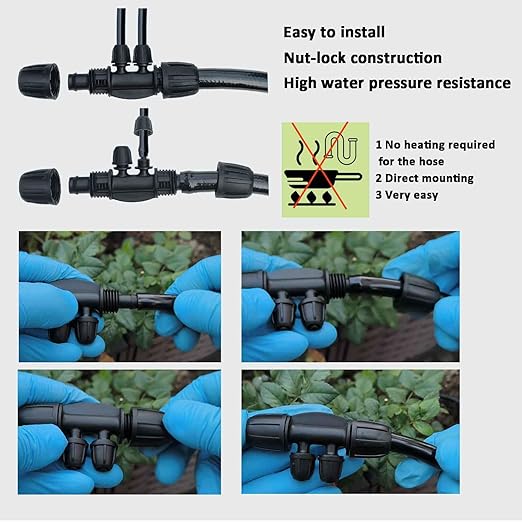 Drip Irrigation System for Garden with Water Timer, Main ID 1/2inch 32Ft and 1/4inch 131Ft Water Hose, 2-Zone Watering System Sufficient Water Pressure, Irrigation Dripper Waterflow Evenly Easy DIY