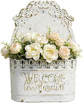 Metal Hanging Planters Wall Mount Planter Wall Vases for Flowers Shabby Chic Decor for Rustic Farmhouse Outdoor Decor White