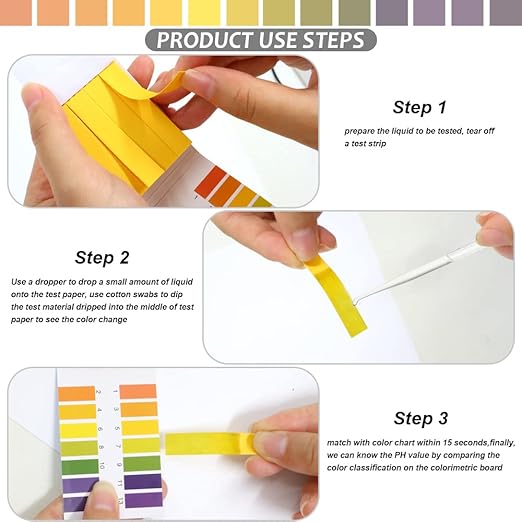 pH Test Strips - Universal Indicator Litmus Paper, pH 1-14, Acid-Alkali Test for Water, Soil, Cosmetics (10)
