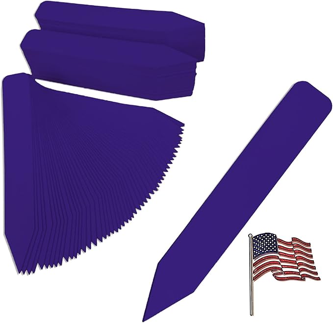4" x 5/8" Dark Purple Premium Pot Stakes - 500 Pcs - Plastic Plant Tags and Labels - Nursery Garden Tree Labels Waterproof Writeable | Made in The USA |