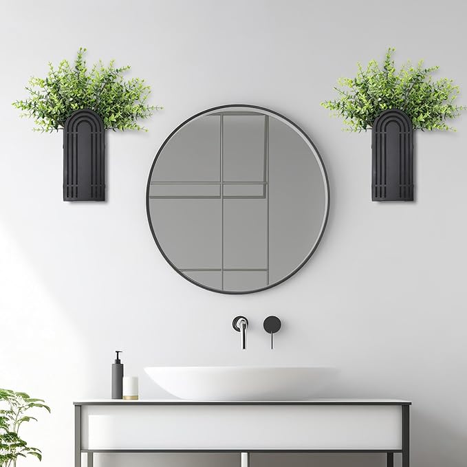OYEFLY 2 Pcs Metal Wall Planter (Black)