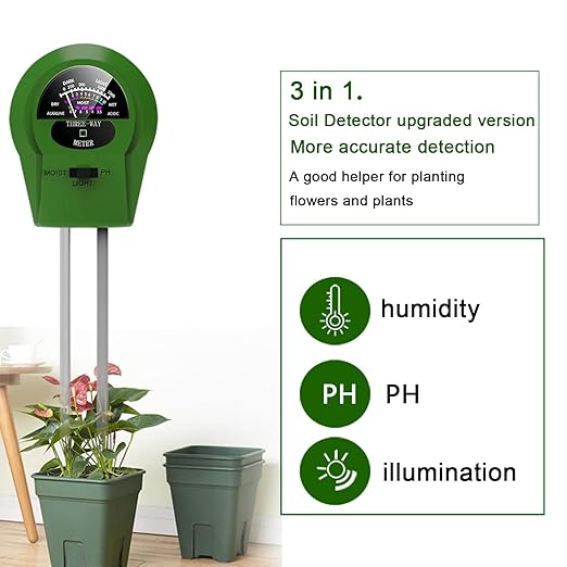 2Pcs Soil Moisture Meter,3 in 1 Moisture Meter for Plants, Tester for Moist, Light,Nutrients, pH, Soil Test Kit, Great for Garden, Lawn, Farm, Indoor & Outdoor Use, No Battery Required