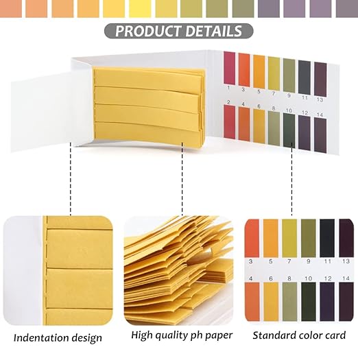 pH Test Strips, Universal Indicator Litmus Paper, Acid Alkali Test Paper, pH 1-14, for Water, Soil, Cosmetic (5)