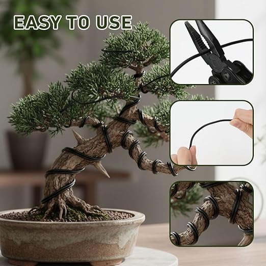 5 Rolls Bonsai Wire, 147 Feet Aluminum Bonsai Training Wires, 5 Sizes Plant Training Wires Black Plant Wires Aluminum Wire for Bonsai Tree Training Indoor DIY Crafts (1mm, 1.5mm, 2mm, 2.5mm, 3mm)
