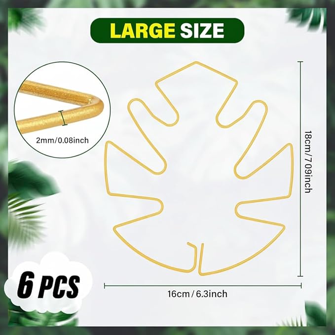 6Pcs Gold Iron Monstera Plant Support Stakes - Indoor Plant Holders for Stem Support and Thriving Growth