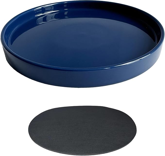 Yukfona Ceramic Plant Saucer Pot Tray 10 Inch, Planter Saucers 4 5 6 7 8 9 10 11 12 13 Inch for Indoors Outdoor, Durable Sturdy Flower Drainage drip Water Tray for Glazed Pots Base (10.7 Inch-Blue)