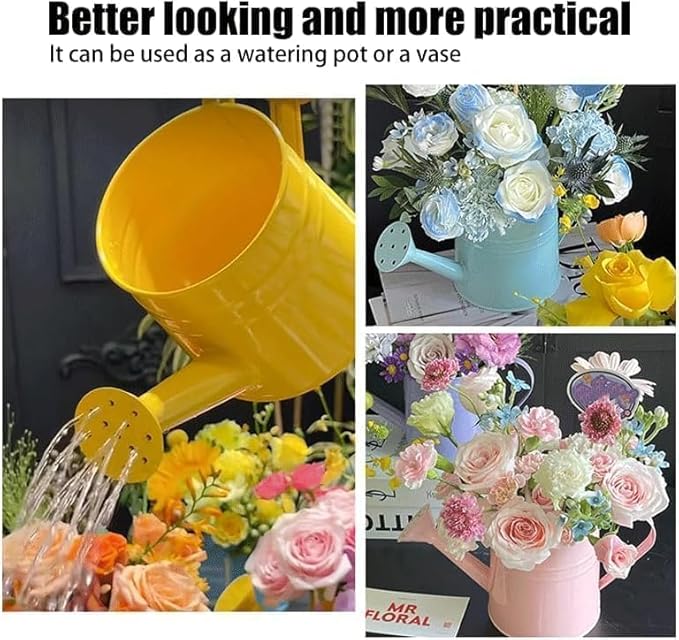 Metal Watering Can - 1L Vintage Sprinkling Can Plant Watering Can for Outdoor Indoor Plants, Tinplate Watering Kettle Gardening Tool, Galvanized Steel Watering Cans for Flowers (White)