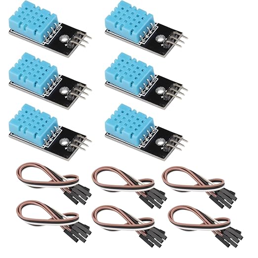 6PCS Digital DHT11 Temperature Humidity Sensor Module Temperature and Humidity Detector 3.3V-5V 20%-95% Environmental Temperature Humidity Induction Probe with Wires