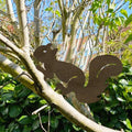 Rusty Squirrel Garden Stake, Metal Squirrel Yard Art,Squirrel Silhouette, Rusted Metal Garden Decor, Garden Gifts for Her Him(Brass,11x8/28x20cm)