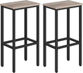 MAHANCRIS Set of 2 Bar Stools, 29.5" Tall Counter Bar Stools, Kitchen Breakfast Bar Chairs with Footrest, Rectangular Industrial Bar Chairs, for Dining Room, Greige and Black BAHG01701