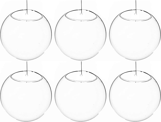 WGV Wall Hanging Planter Terrarium Bulk, Diameter 7", Clear Mounted DIY Succulents Air Glass Floral Container Vase, Tea Light Votive Candle Holder for Decoration 6 Pieces