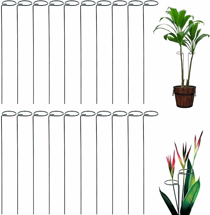 24 Inches Single Stem Plant Support Stakes Steel Garden Stakes Plant Atem Support, Pack of 20