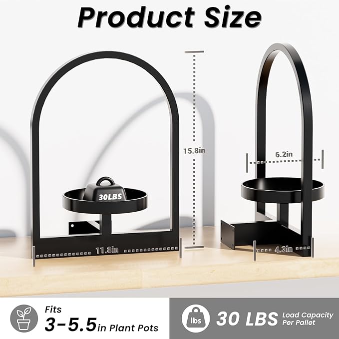 Plant Shelf, Hanging Frame Decor Wall Planters for Indoor Plants, Wall Plant Holder for Living Room/Entryway/Garden Flower Pot Holder Free Garden Shears (Arc-Black, 2pcs)