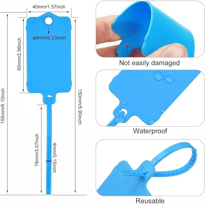 10000 Blank Plastic Tags for Labeling Reusable Hanging Tags Ties Key Tags Storage Tags Waterproof Plastic Mark Label Writable Hang Sign (Blue)
