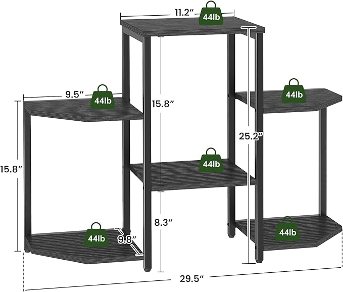 Asgolion Plant Stand Indoor,Multiple Plant Shelf Corner Rack, 6 Potted Plant Stand, 6 Tiers Large Flower Holder, Planter Display Rack for Patio Balcony Living Room Bedroom Decor, Black