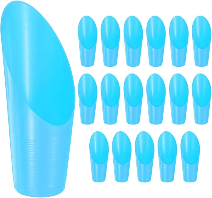 M METERXITY 18-Pack Bonsai Soil Scoops, Plastic Garden Soil Scoops Bucket Shovel Potting Scoopers for Transplanting/Flower Planting/Plant Succulent, Colorful Small Gardening Tools [Blue]