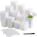 140 Pcs 3 Inch Plastic Plant Pots Square Seedling Nursery Pots Reusable Small Plant Pots with Saucers 140 Pcs Waterproof Plant Labels T Type Plant Tags Marking Pen for Garden Balcony Office (White)