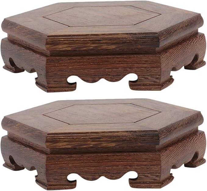 GANAZONO Plant Stand 2 Pack Wooden Flower Pot Base Riser for Indoor Outdoor Small Potted Plants Display Decorative Pedestal for Home Garden