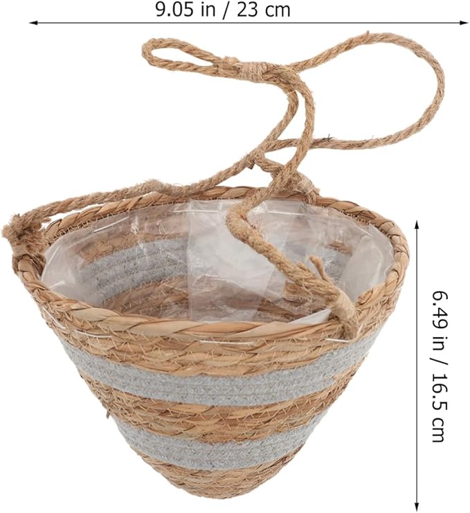 Yardwe Hanging Flower Pot Flower Pots Seagrass Hanging Planter Basket Rattan Planter Plant Orchid Flower Pot for Balcony Container Seagrass Round Planter Pots Decor Orchid Pot