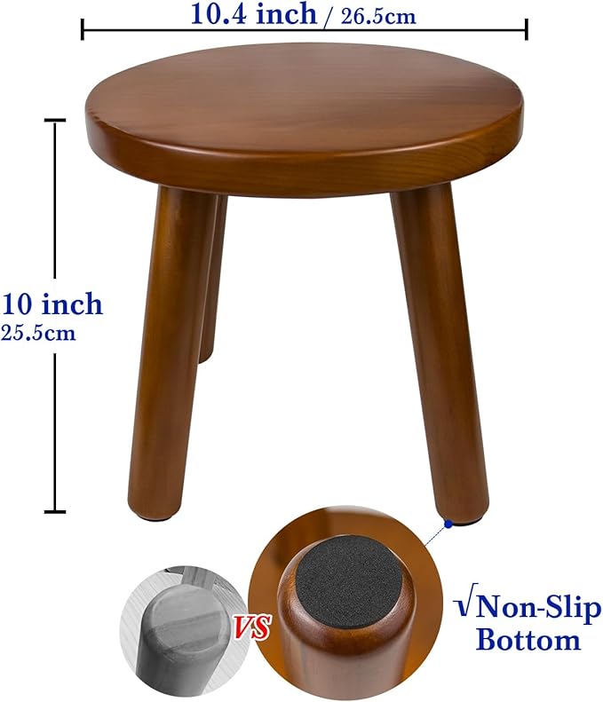 Solid Wood Step Stool for Kids & Adults - Multi-Use Toddler Wooden Stool for Bathroom, Playroom, Living Room,Sturdy 4-Leg Design with Non-Slip Pads,Easy Clean Surface,Easy Assembly(Brown)